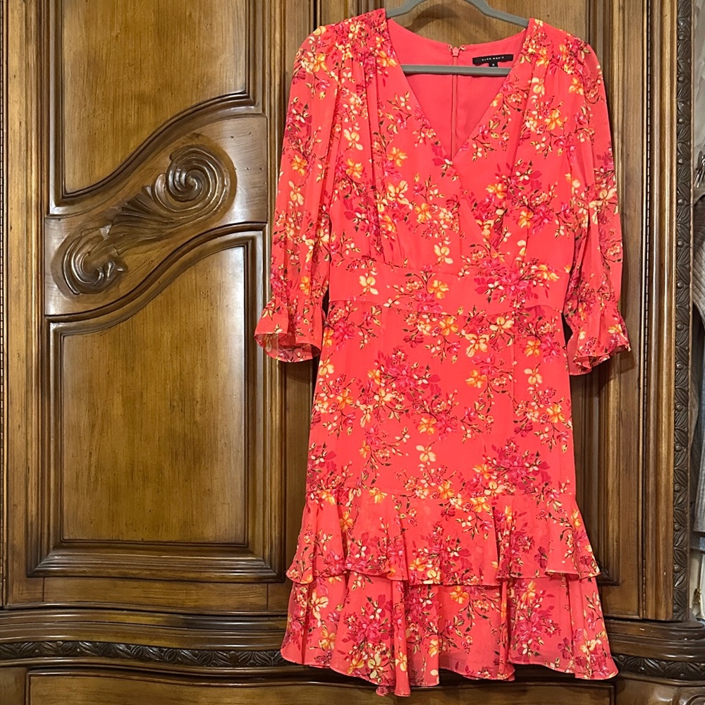 Alex Marie Multi Color Floral Chiffon Ruffle Mini Dress 6